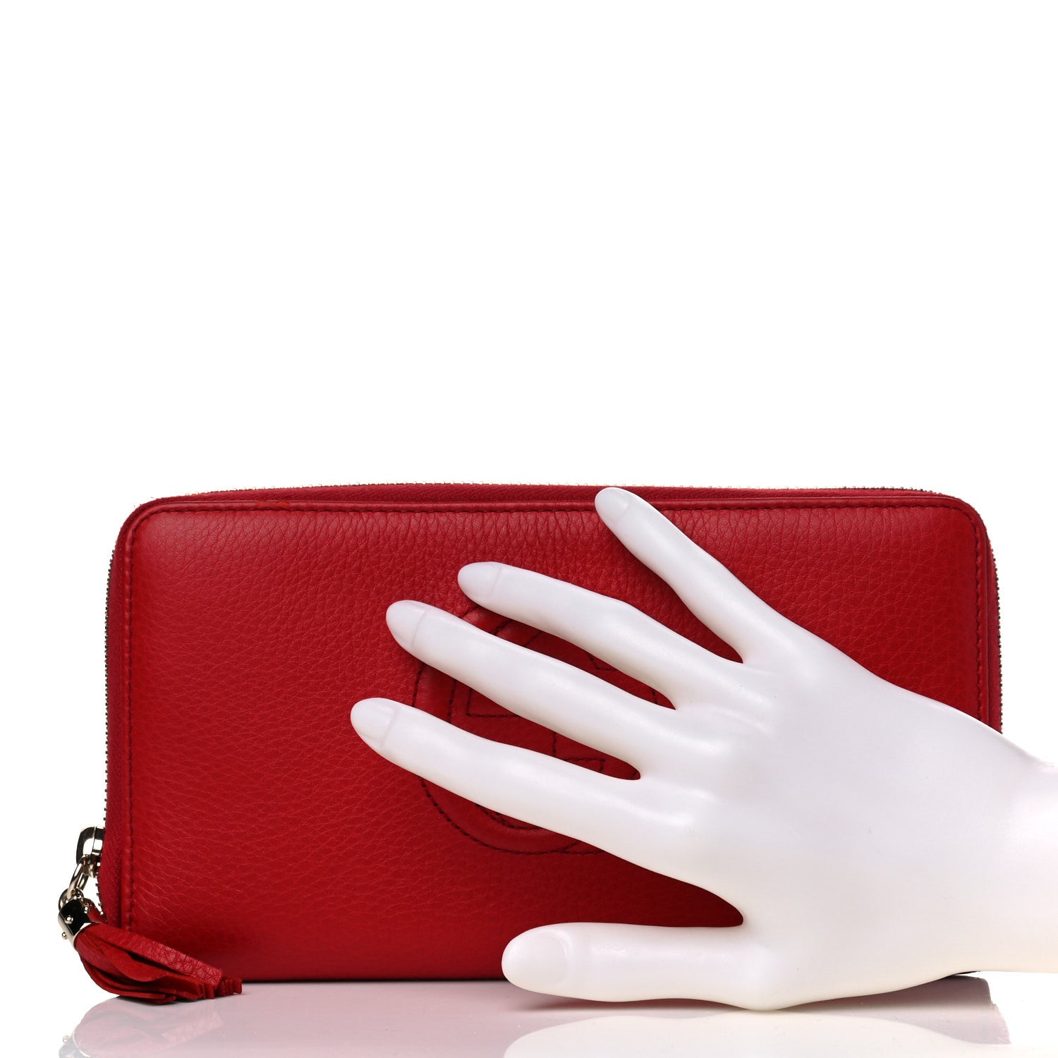 Gucci Pebbled Calfskin Soho Zip Around Wallet Red 2 of 10