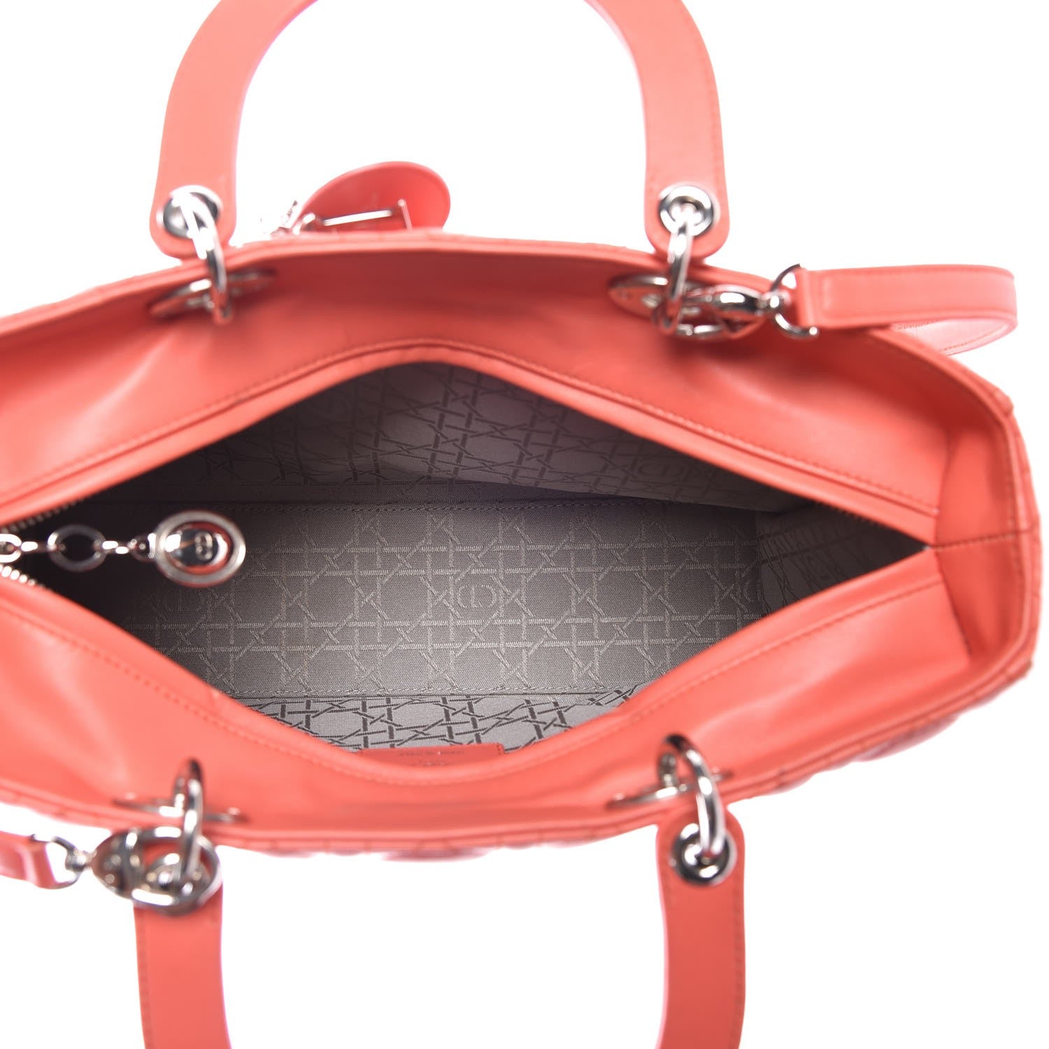 Christian Dior Lambskin Cannage Large Lady Dior Coral 6 of 8