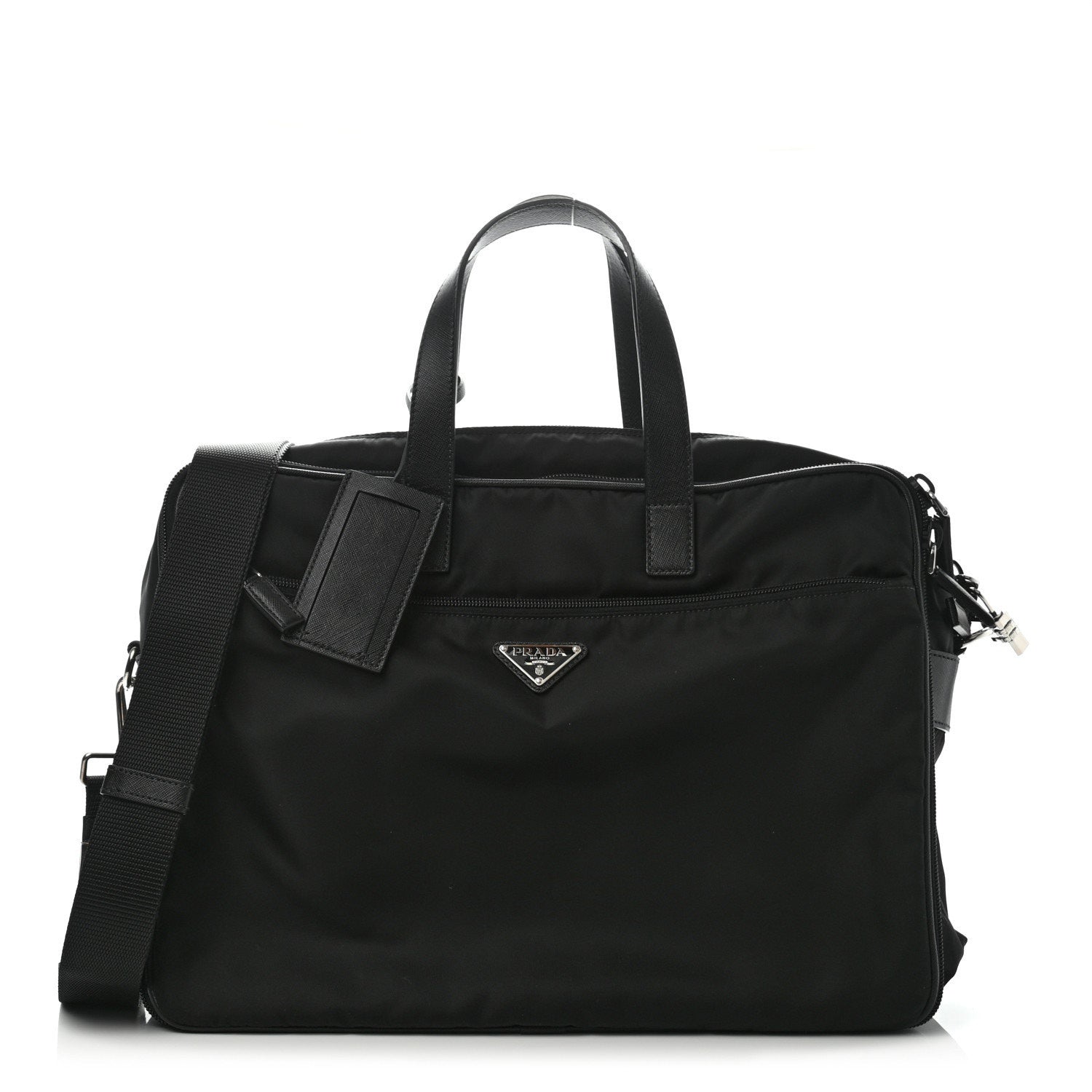 Prada Tessuto Nylon Saffiano Briefcase Black 1 of 7