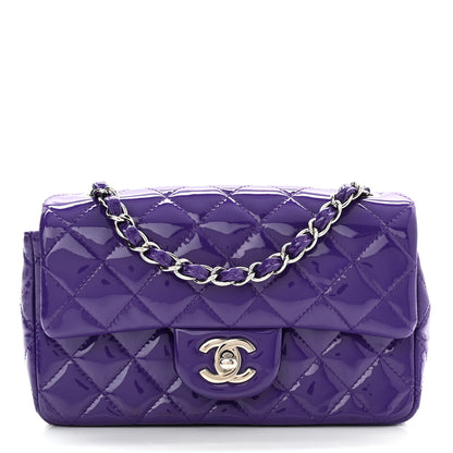 Chanel Patent Quilted Mini Rectangular Flap Purple 1 of 9