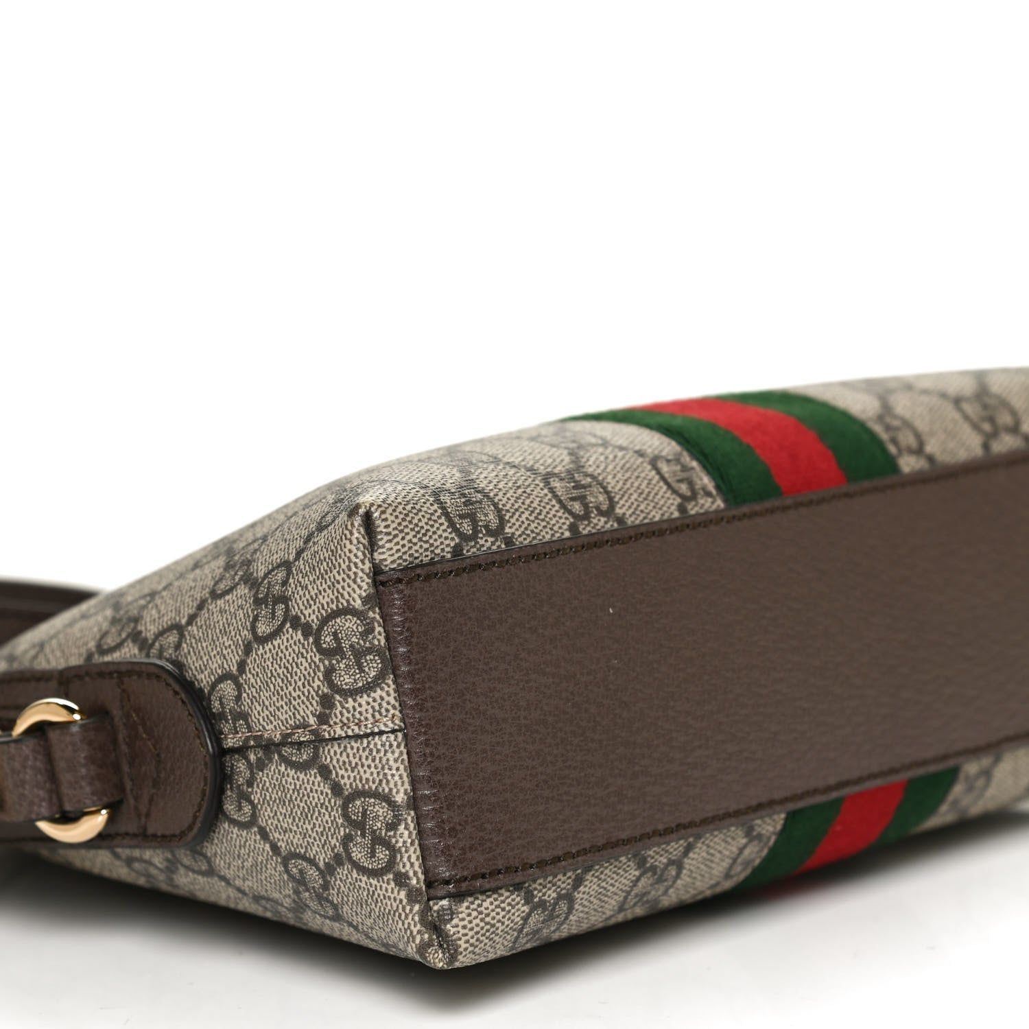 Gucci GG Supreme Monogram Textured Dollar Calfskin Web Small Ophidia Dome Shoulder Bag Beige Ebony New Acero 10 of 11