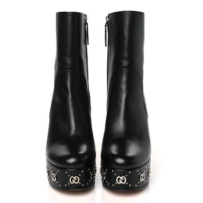 Gucci Nappa Platform Charlotte Ankle Boots 38.5 Black 2 of 10
