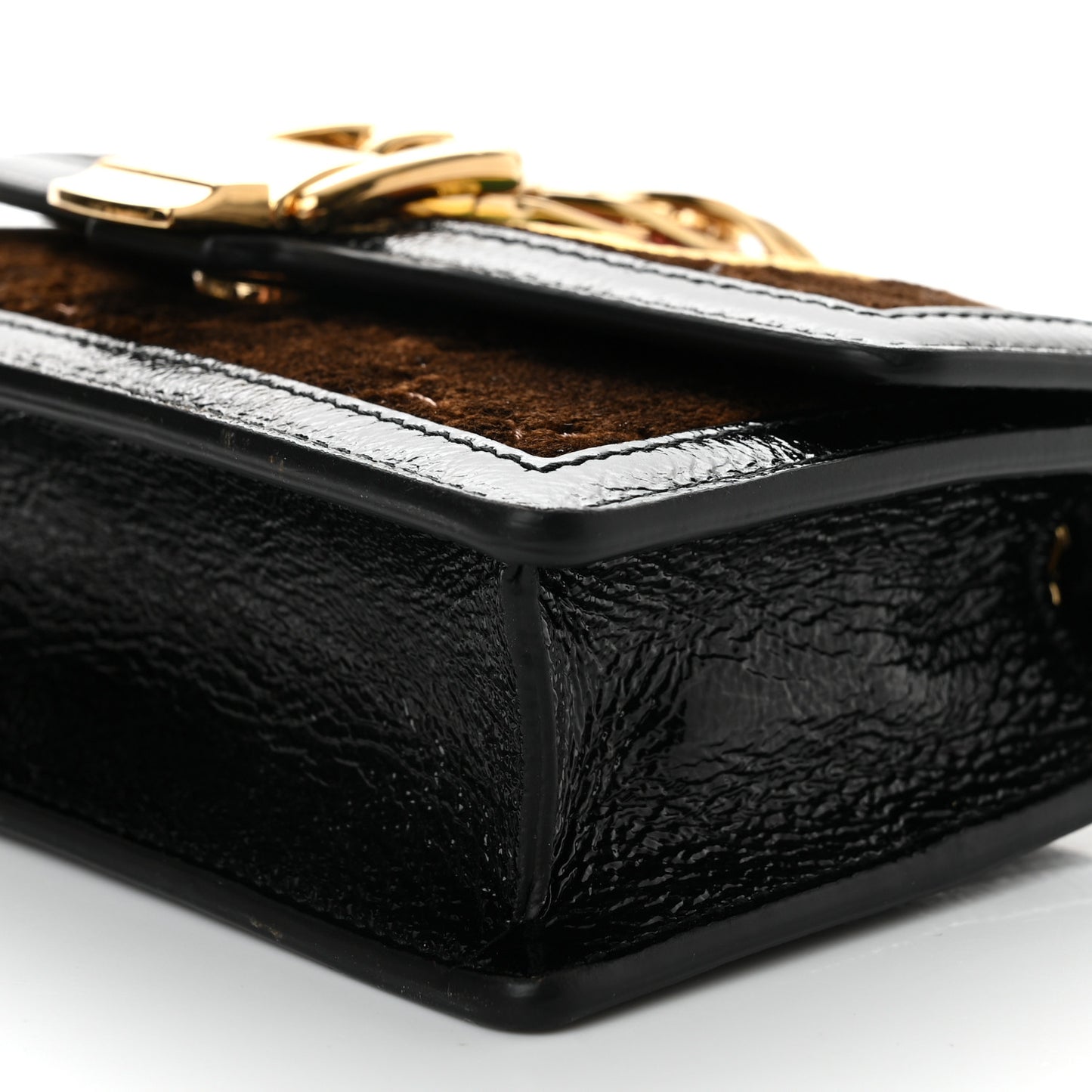 Velvet GG Monogram Super Mini Sylvie Chain Shoulder Bag Brown