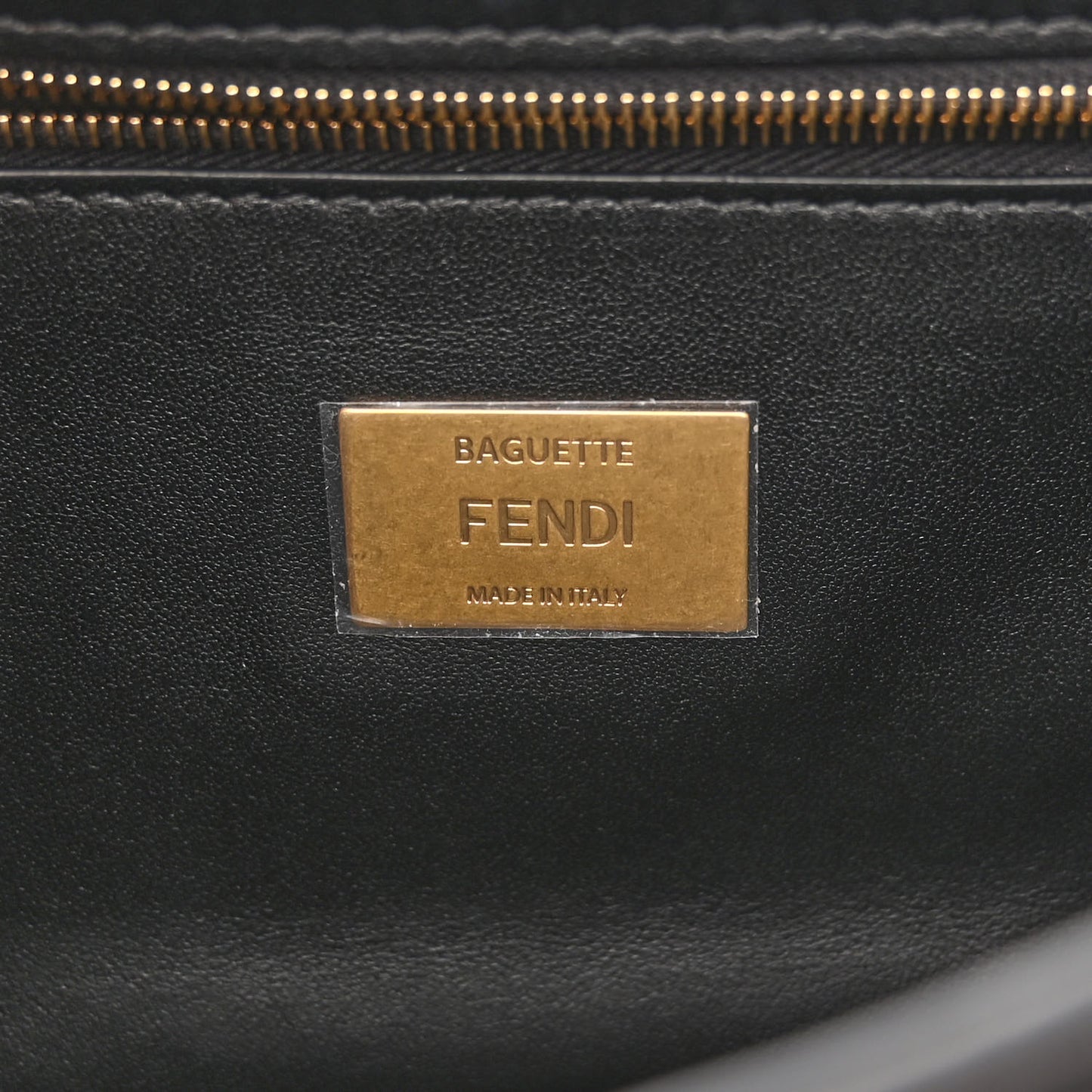 Nappa Small FF Embossed Midi Chain Baguette Black