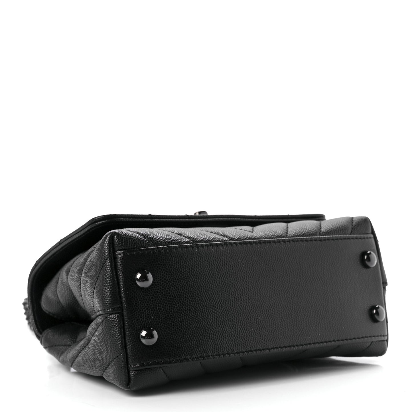 Caviar Chevron Quilted Extra Mini Coco Handle Flap So Black