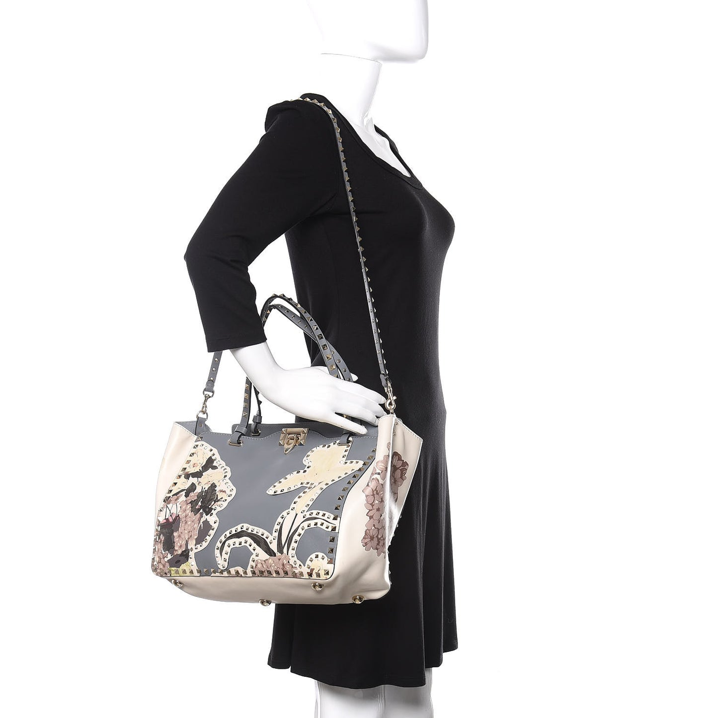 Vitello Monogram Kimono 1997 Print Medium Rockstud Tote Light Blue