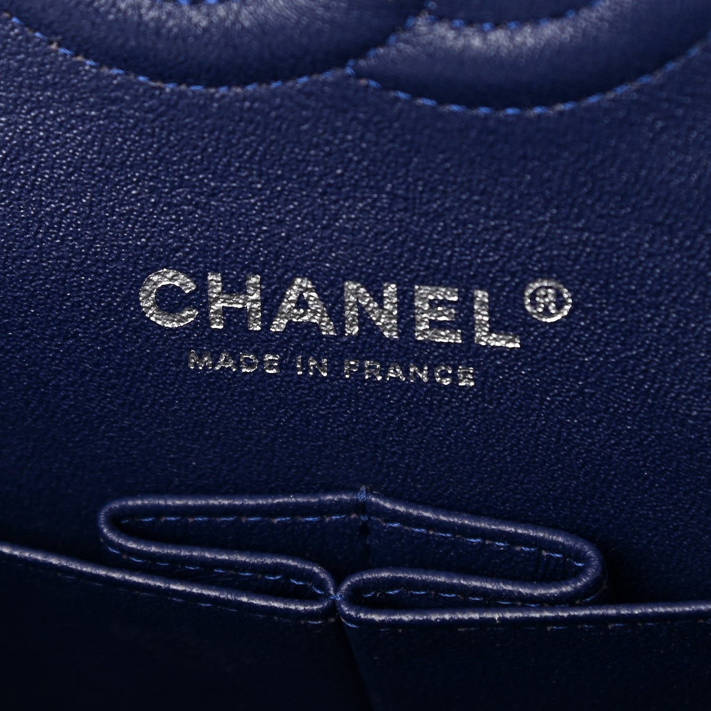 Velvet Quilted Medium Double Flap Navy Blue