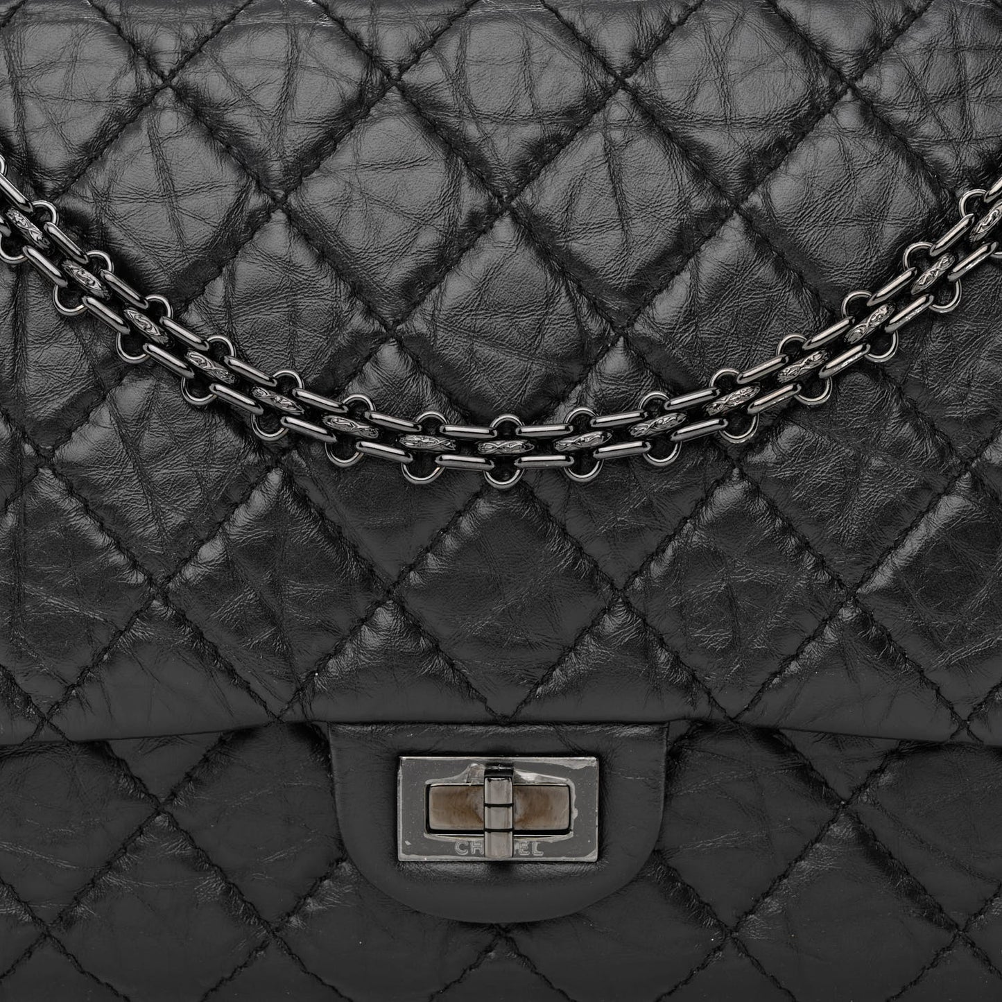 Aged Calfskin Quilted 2.55 Reissue 226 Flap So Black