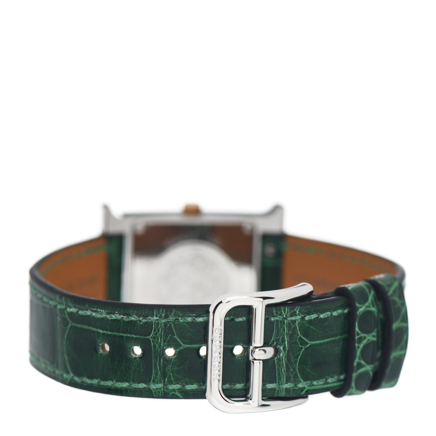 Stainless Steel Alligator Mother of Pearl 21mm Heure H Hour Quartz Watch Vert Moyen