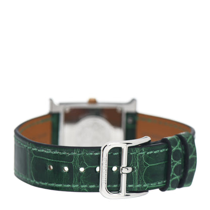 Hermes Stainless Steel Alligator Mother of Pearl 21mm Heure H Hour Quartz Watch Vert Moyen 3 of 5