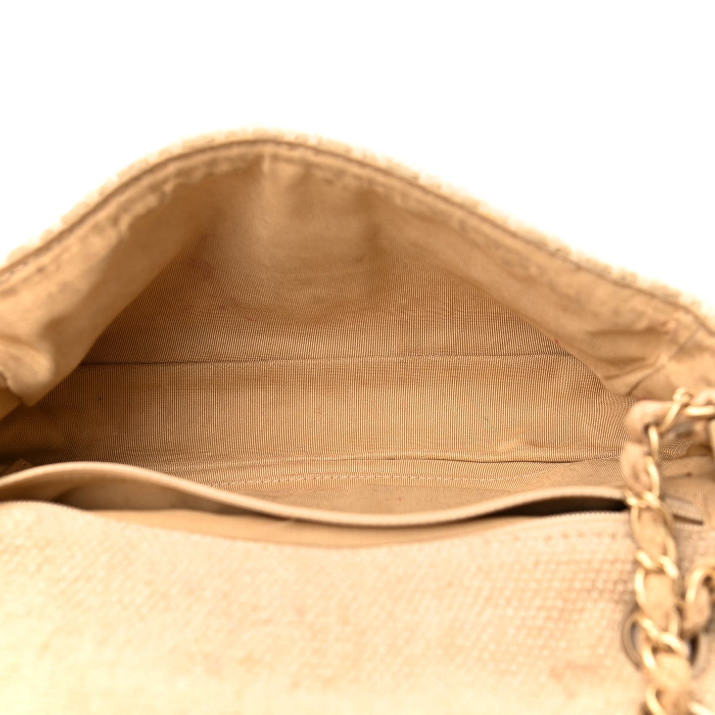 Tweed Chain Braid Small Single Flap Beige White