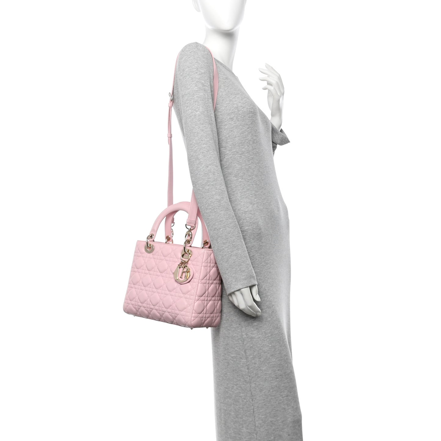 Lambskin Cannage Medium Lady Dior Light Pink