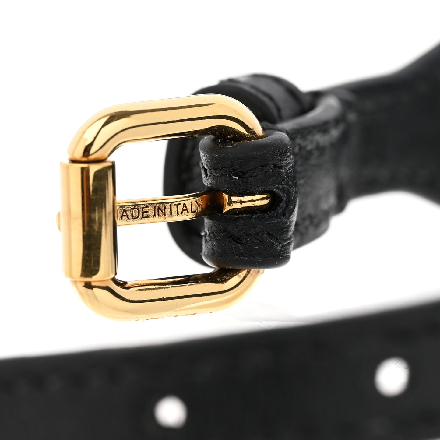 Calfskin Pearl Bracelet Black White Gold