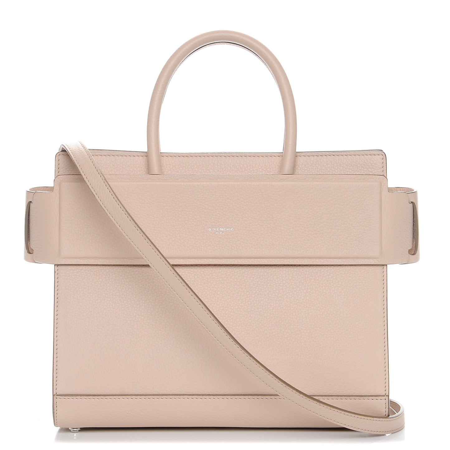 Grained Calfskin Small Horizon Satchel Nude Pink