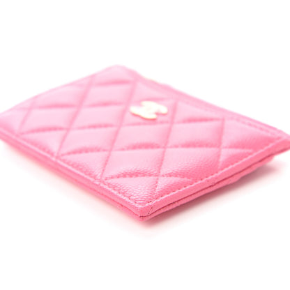 Chanel Caviar Quilted CC Zip Card Holder Pink 7 of 11
