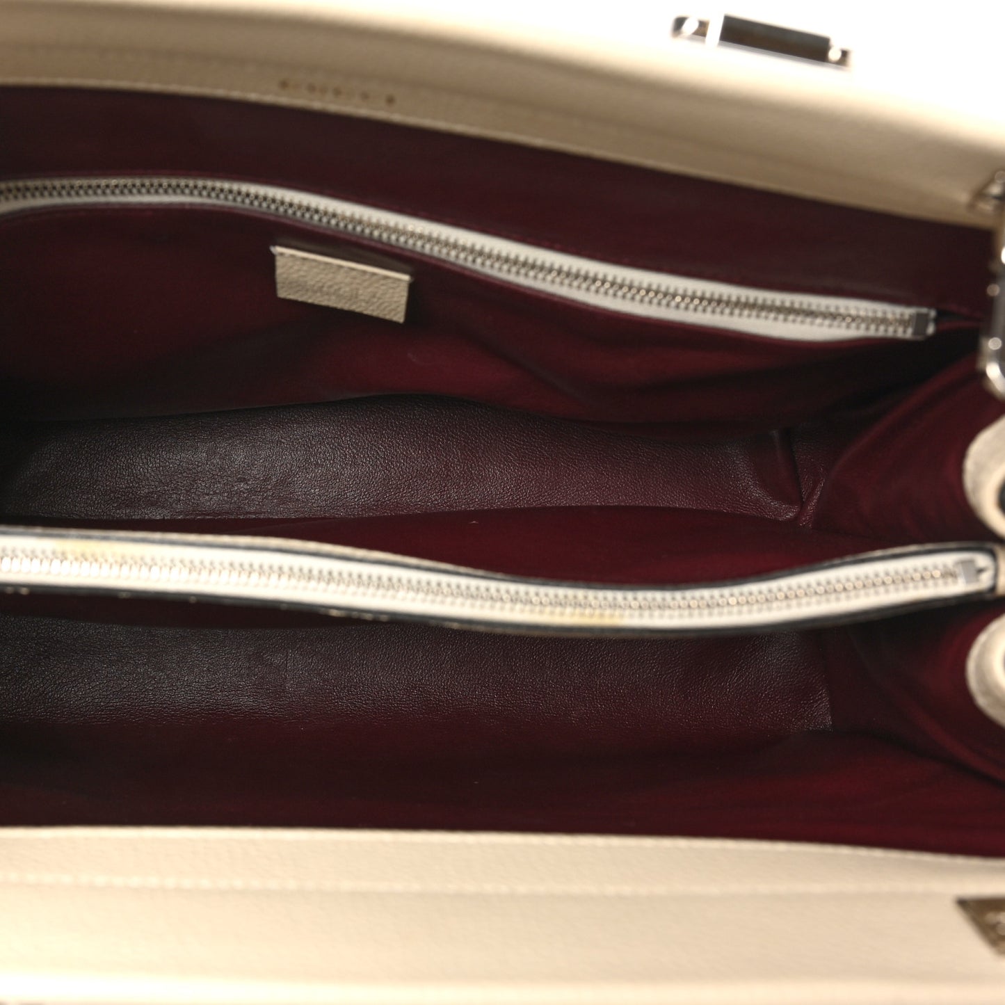 Grainy Calfskin Medium Zumi Top Handle Bag Mystic White