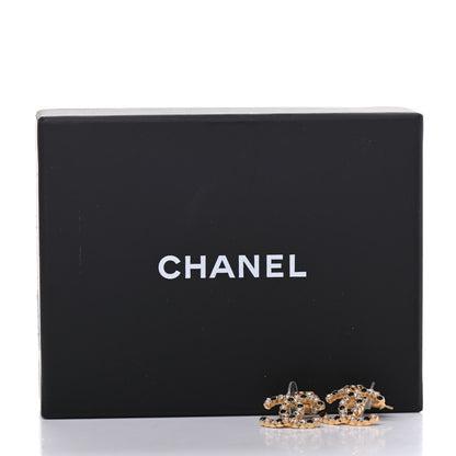 Chanel Resin Crystal Pearl CC Drop Earrings Gold Black 5 of 5