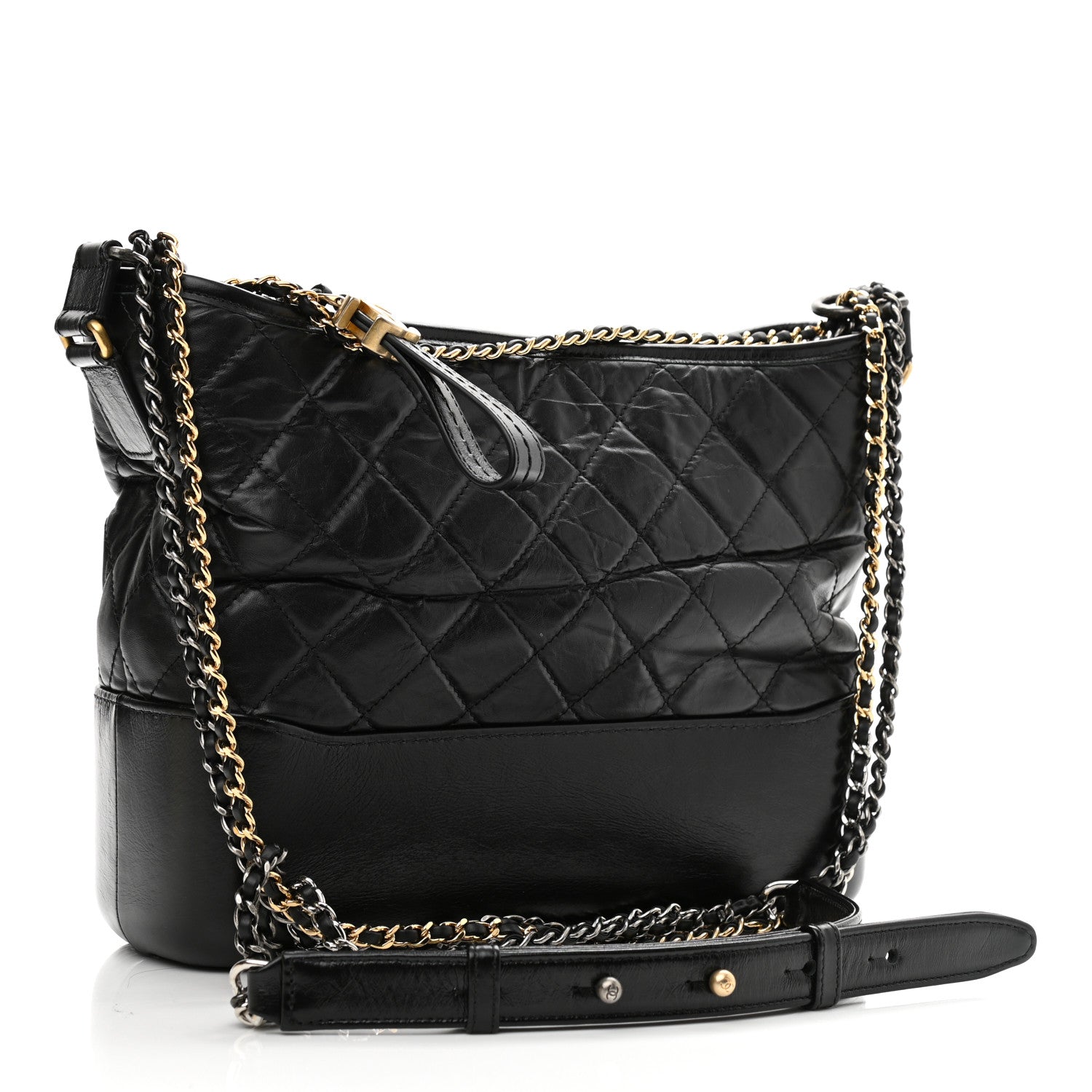Chanel Aged Calfskin Quilted Medium Gabrielle Hobo Black 3 of 12