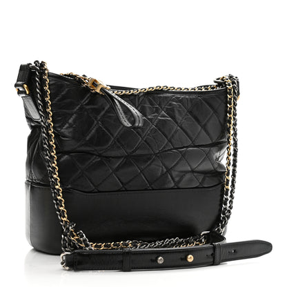Chanel Aged Calfskin Quilted Medium Gabrielle Hobo Black 3 of 12