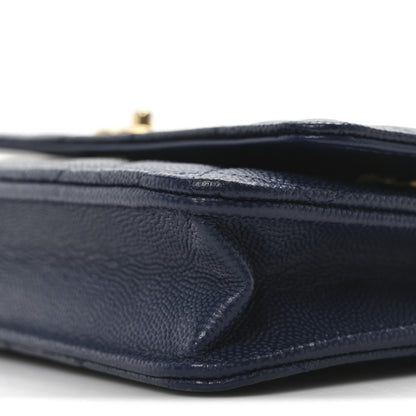 Chanel Caviar Quilted Coco Stamps Wallet on Chain WOC Blue 11 of 11