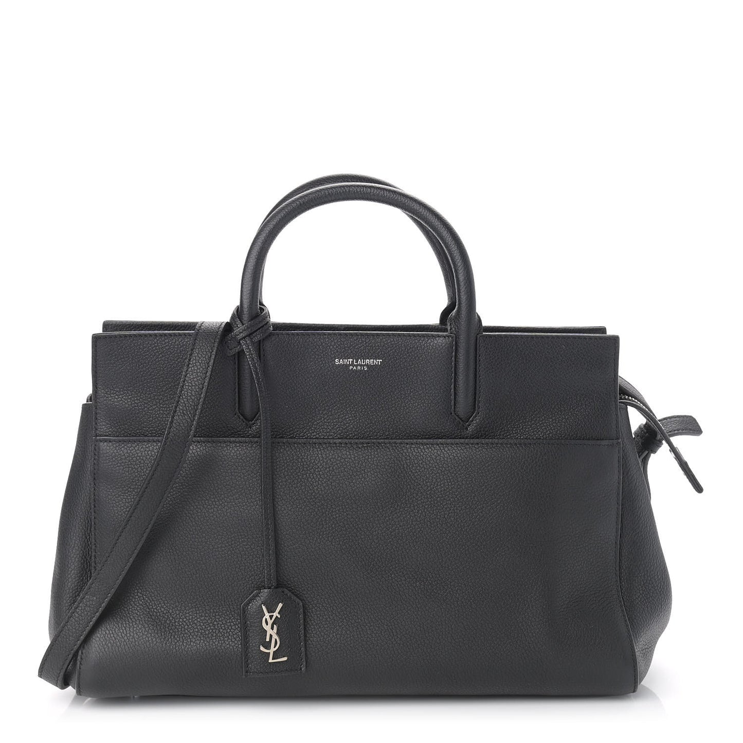 Grained Calfskin Small Cabas Rive Gauche Black