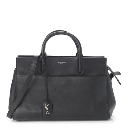 Saint Laurent Grained Calfskin Small Cabas Rive Gauche Black 1 of 12