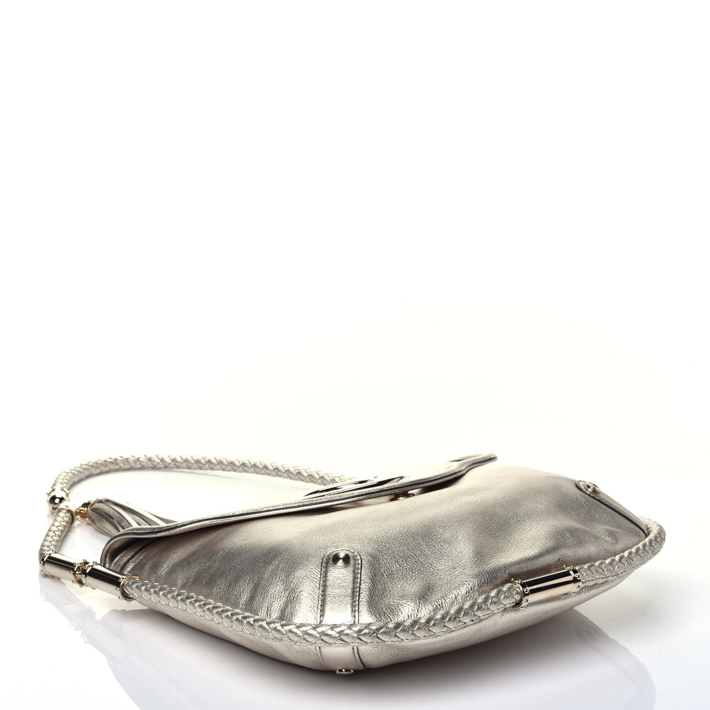 Metallic Calfskin Medium Britt Tassel Shoulder Bag Platinum