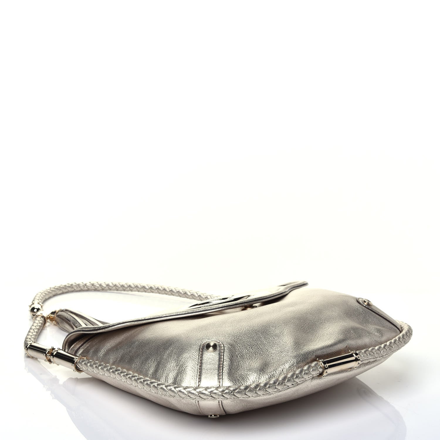 Gucci Metallic Calfskin Medium Britt Tassel Shoulder Bag Platinum 4 of 9