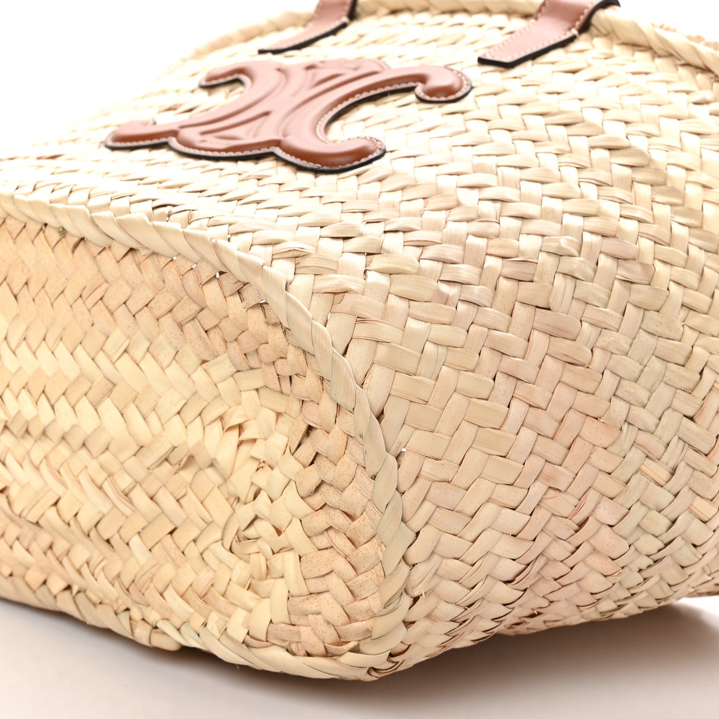 Palm Leaf Calfskin Triomphe Teen Panier Tan