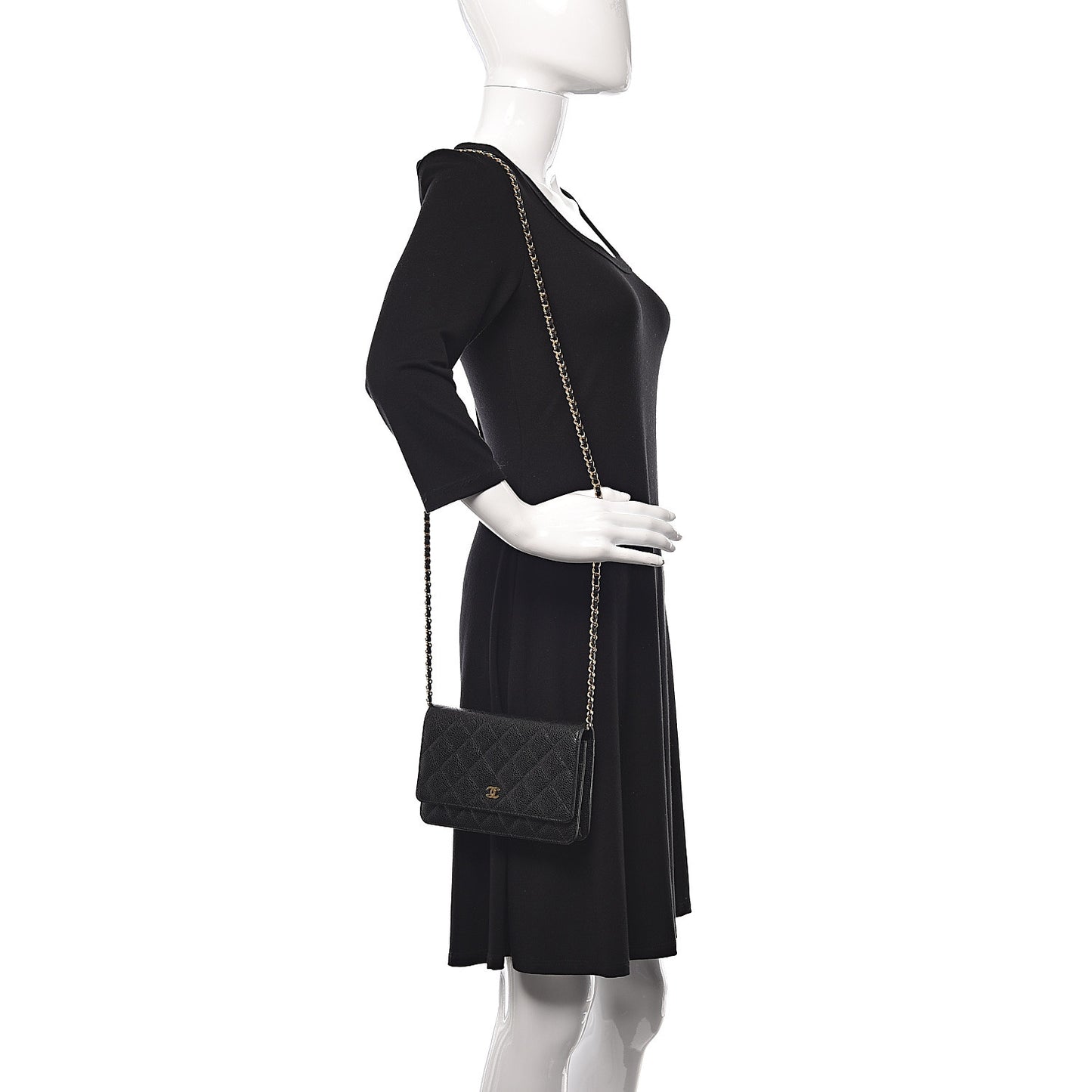 Caviar Quilted Wallet On Chain WOC Black
