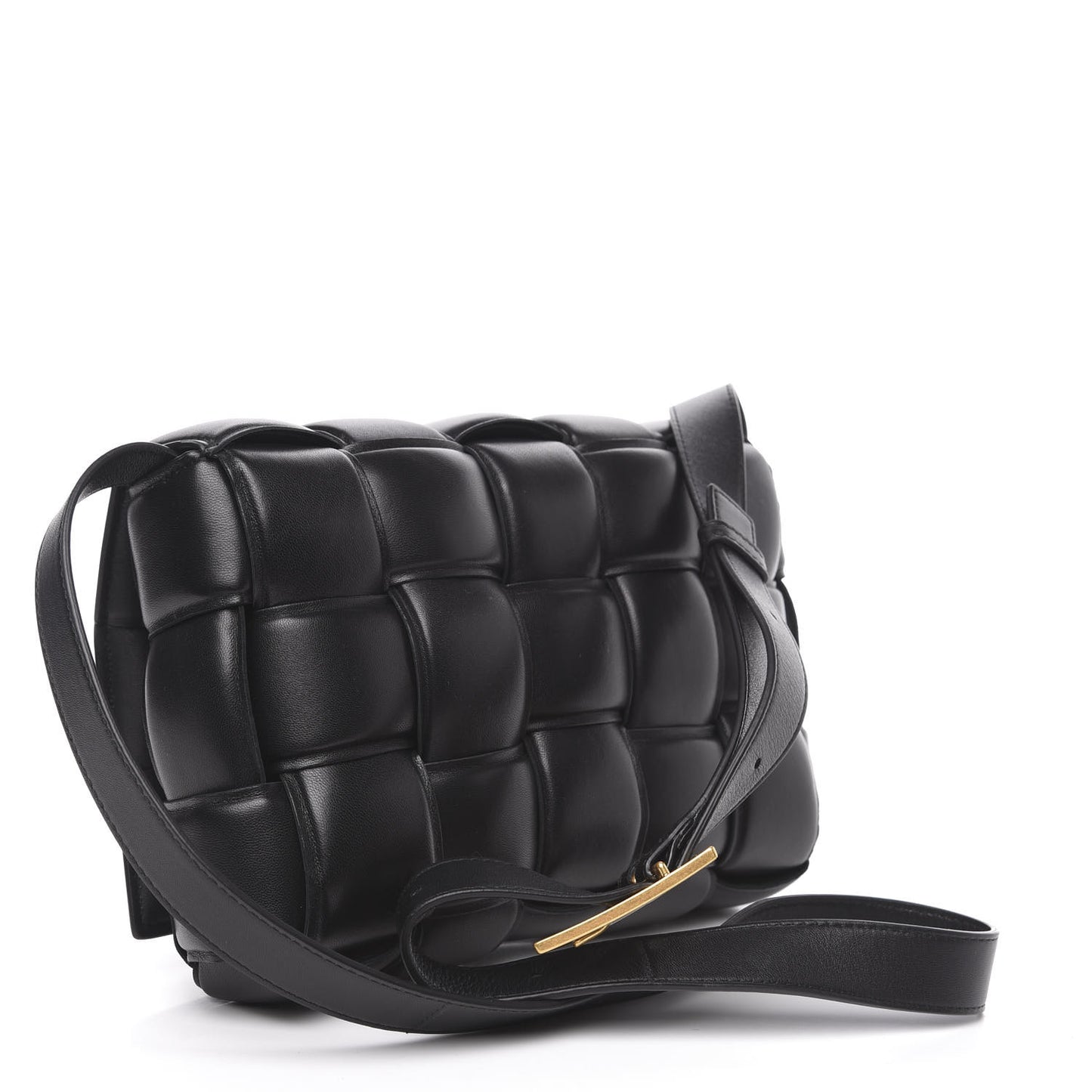 Nappa Maxi Intreccio Padded Cassette Crossbody Bag Black