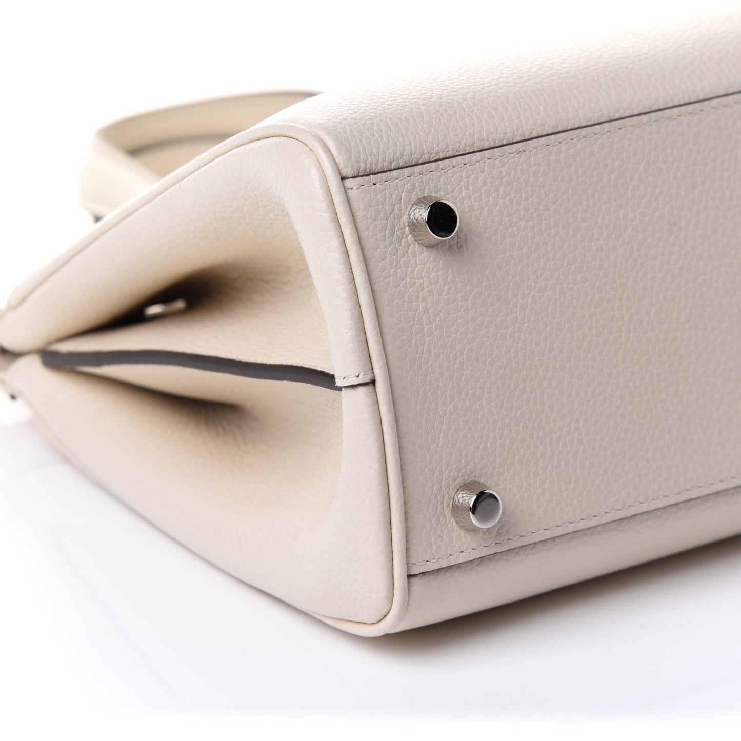 Grainy Calfskin Small Zumi Top Handle Bag Mystic White