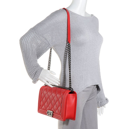 Chanel Calfskin Double Stitch Medium Boy Flap Rouge 2 of 9