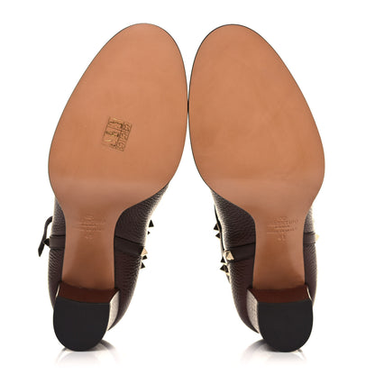 Valentino Garavani Pebbled Calfskin Rockstud Double Buckle 70mm Block Heel Ankle Boots 41 Rubin 5 of 8
