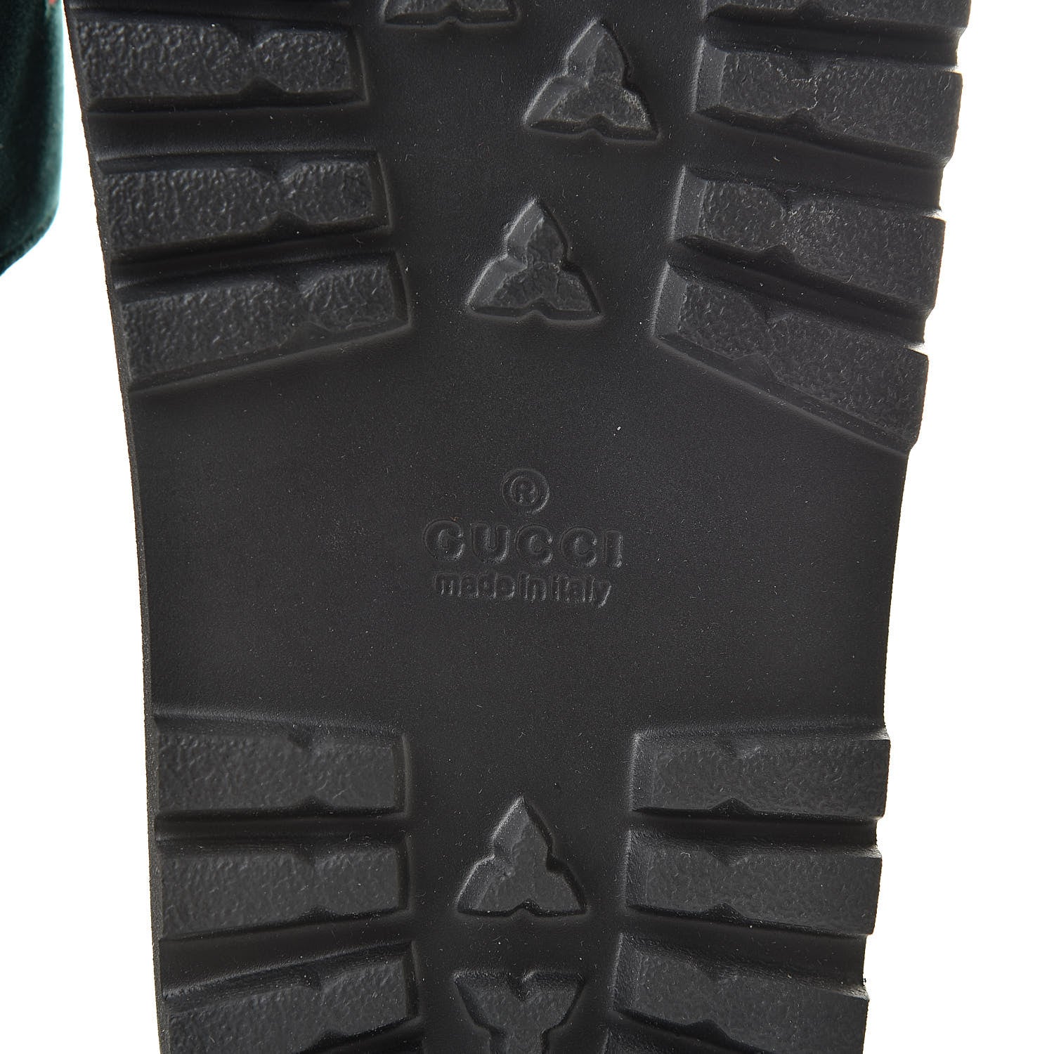Gucci Velvet Aveugle Par Amour Mens Lug Sole Slide Sandals 7 Green 7 of 8