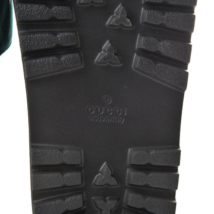 Gucci Velvet Aveugle Par Amour Mens Lug Sole Slide Sandals 7 Green 7 of 8