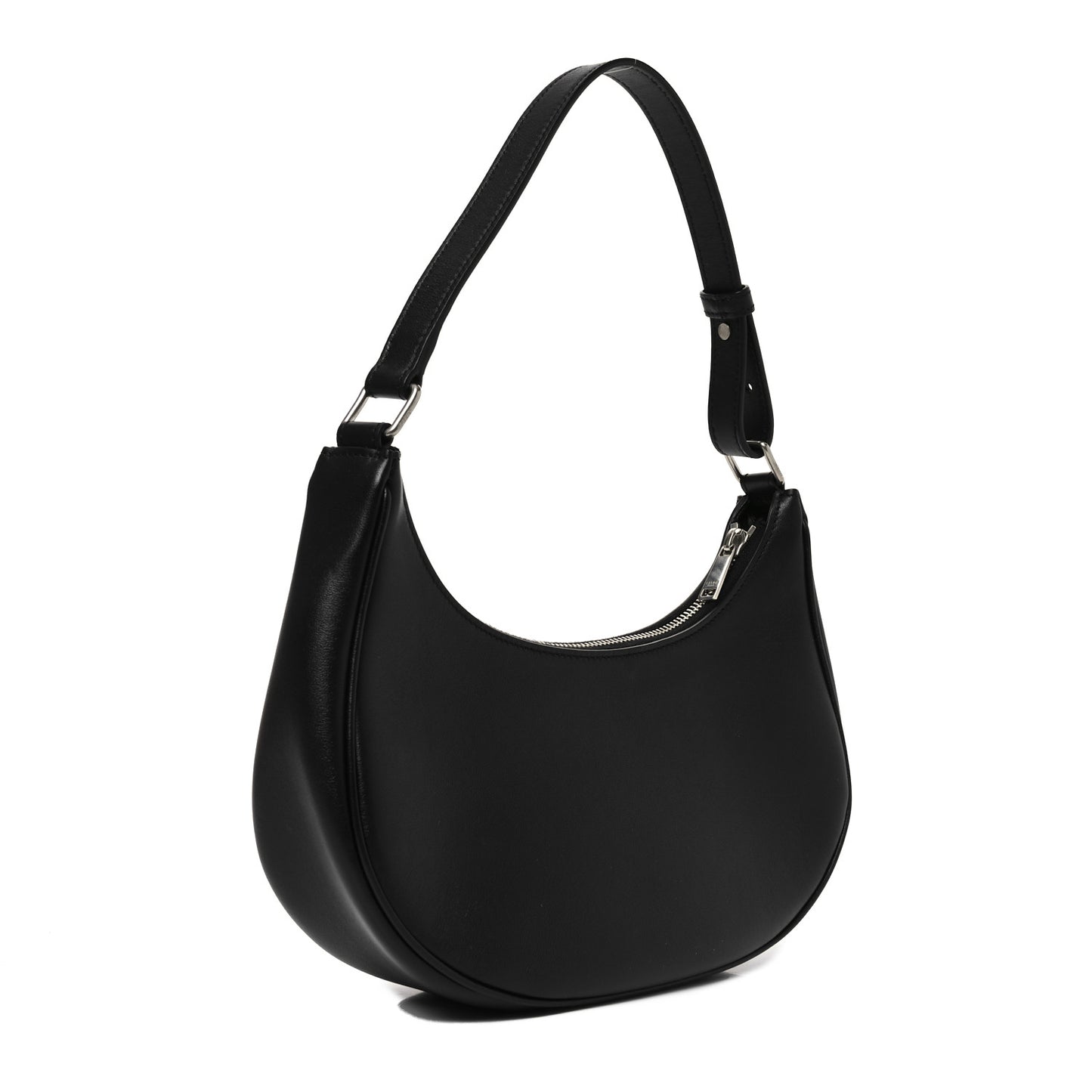 Calfskin Ava Logo Shoulder Bag Black