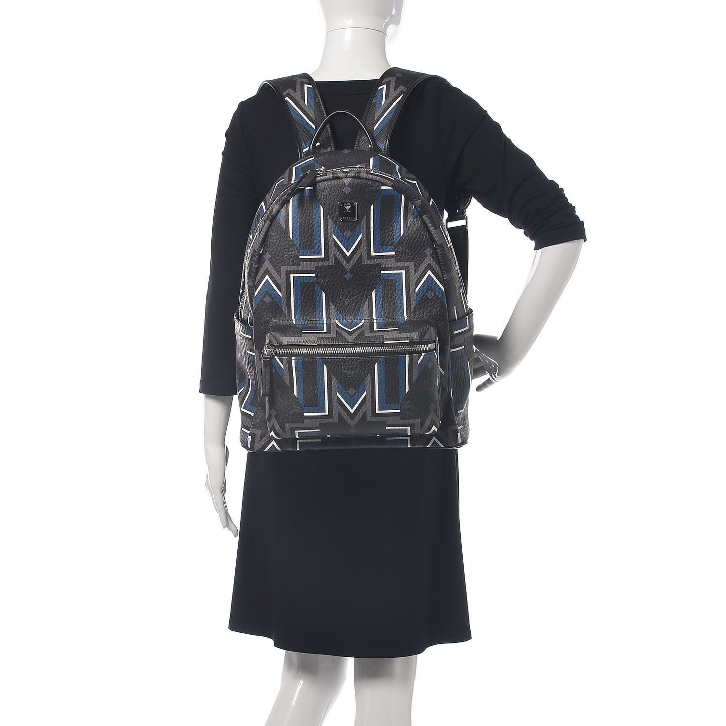 Visetos Gunta Striped Printed Medium Stark Backpack Black