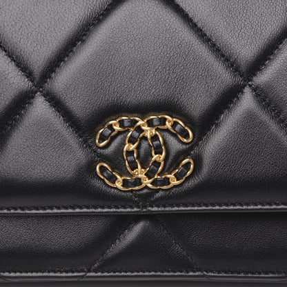 Chanel Goatskin Quilted 19 Wallet On Chain WOC Black 11 of 12