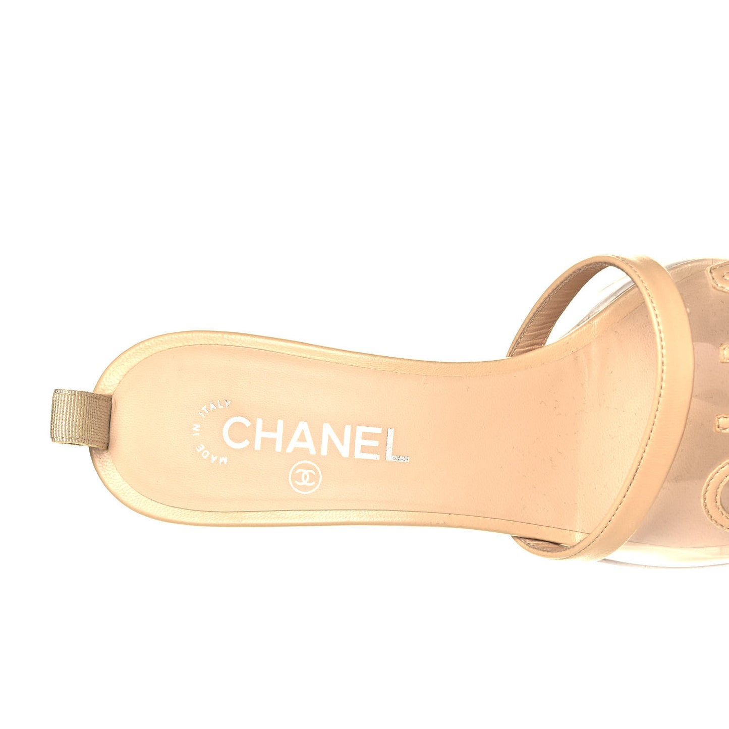 PVC Lambskin Logo Mules 41 Beige