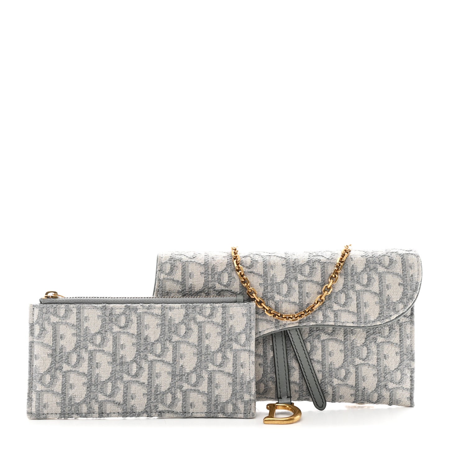 Oblique Saddle Chain Long Wallet Grey