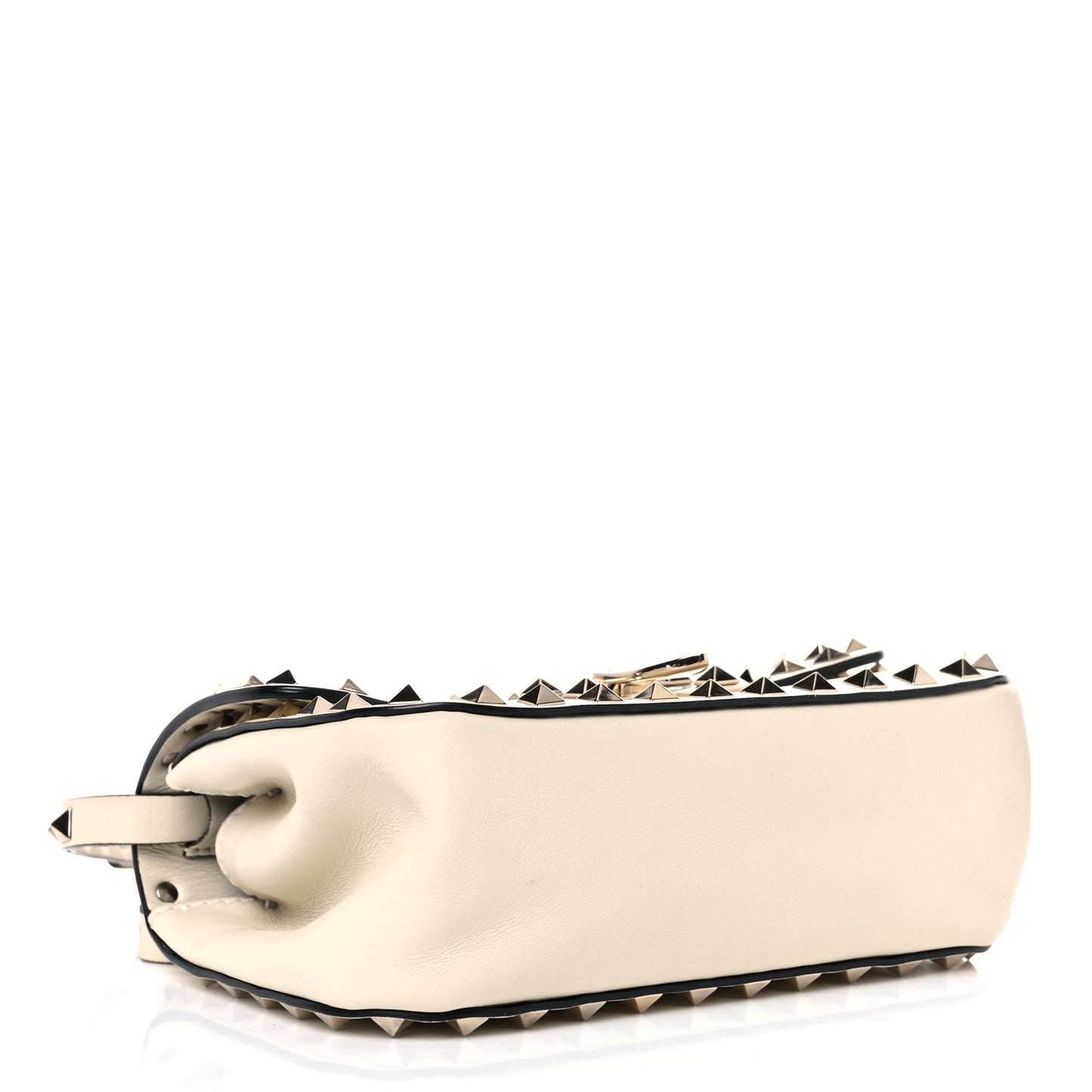 Vitello Mini Rockstud Flap Saddle Crossbody Bag Light Ivory
