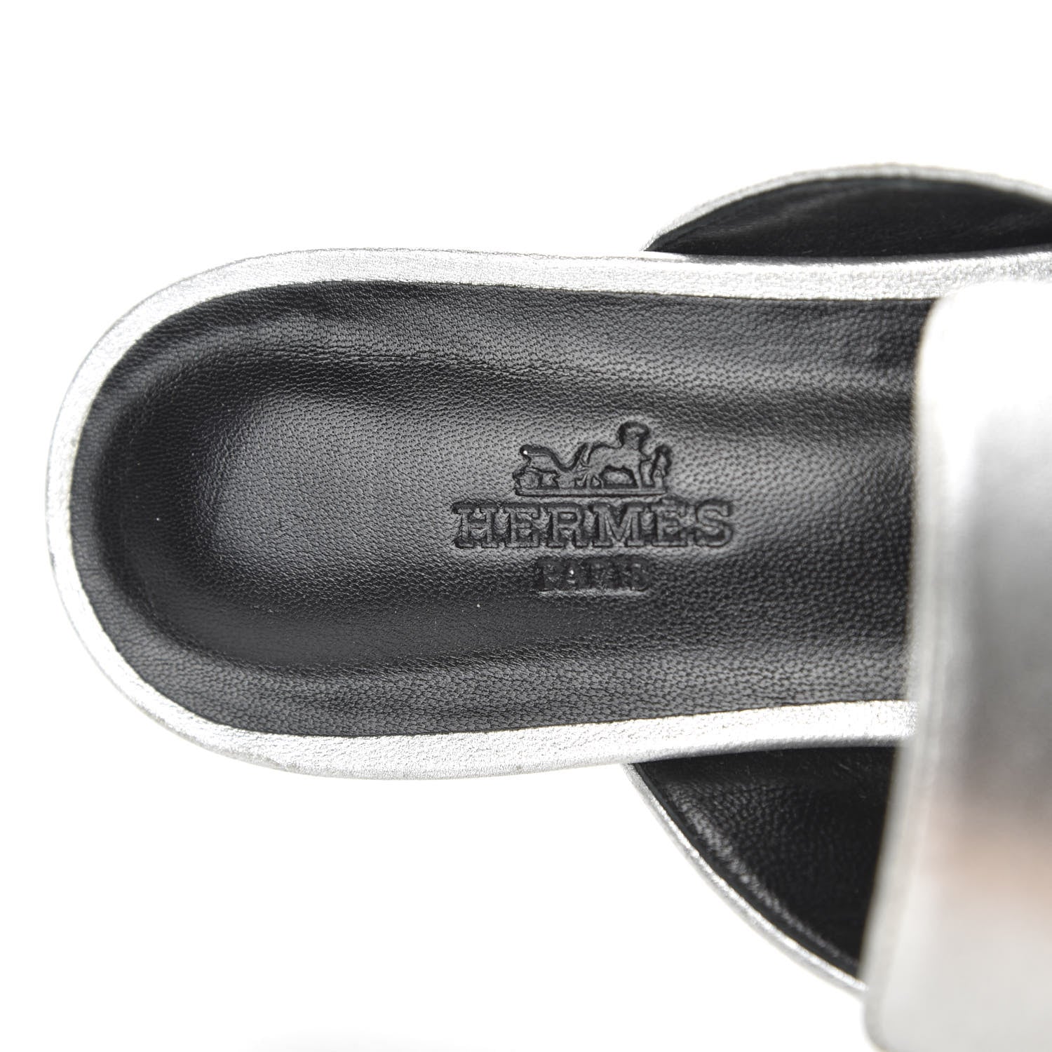 Hermes Metallic Nappa Trocadero Mule 37.5 Gris Argento 7 of 8