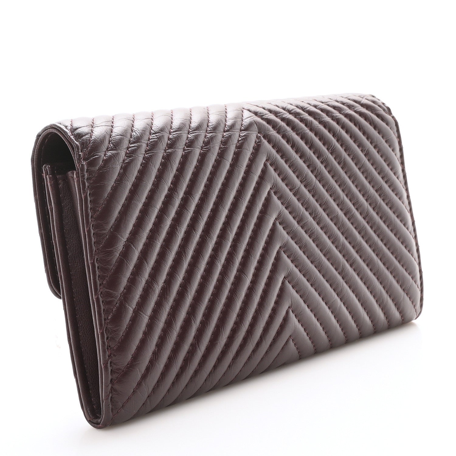Chanel Aged Calfskin Chevron Quilted 2.55 Reissue Flap Wallet Burgundy 3 of 10