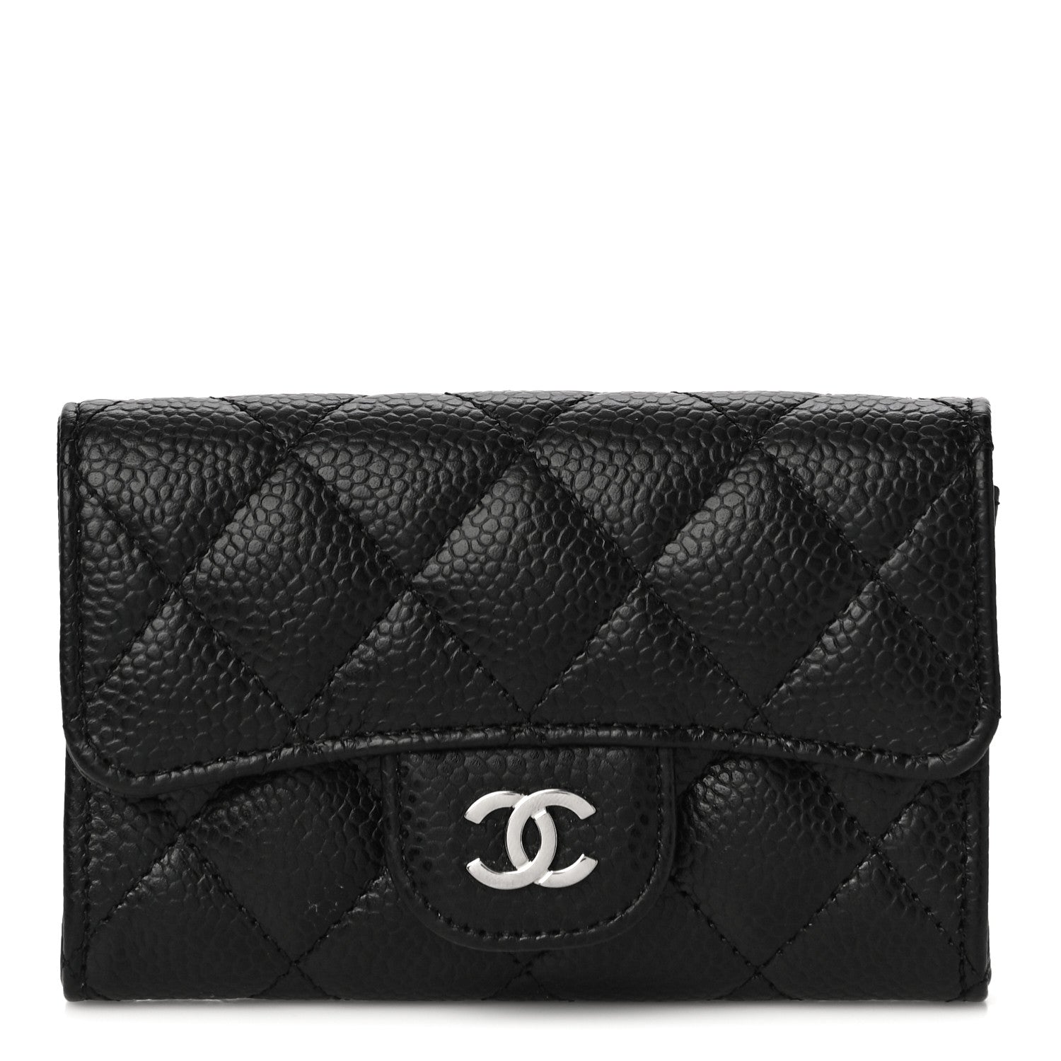 Chanel Caviar Quilted Flap Card Holder Wallet Black 1 of 12