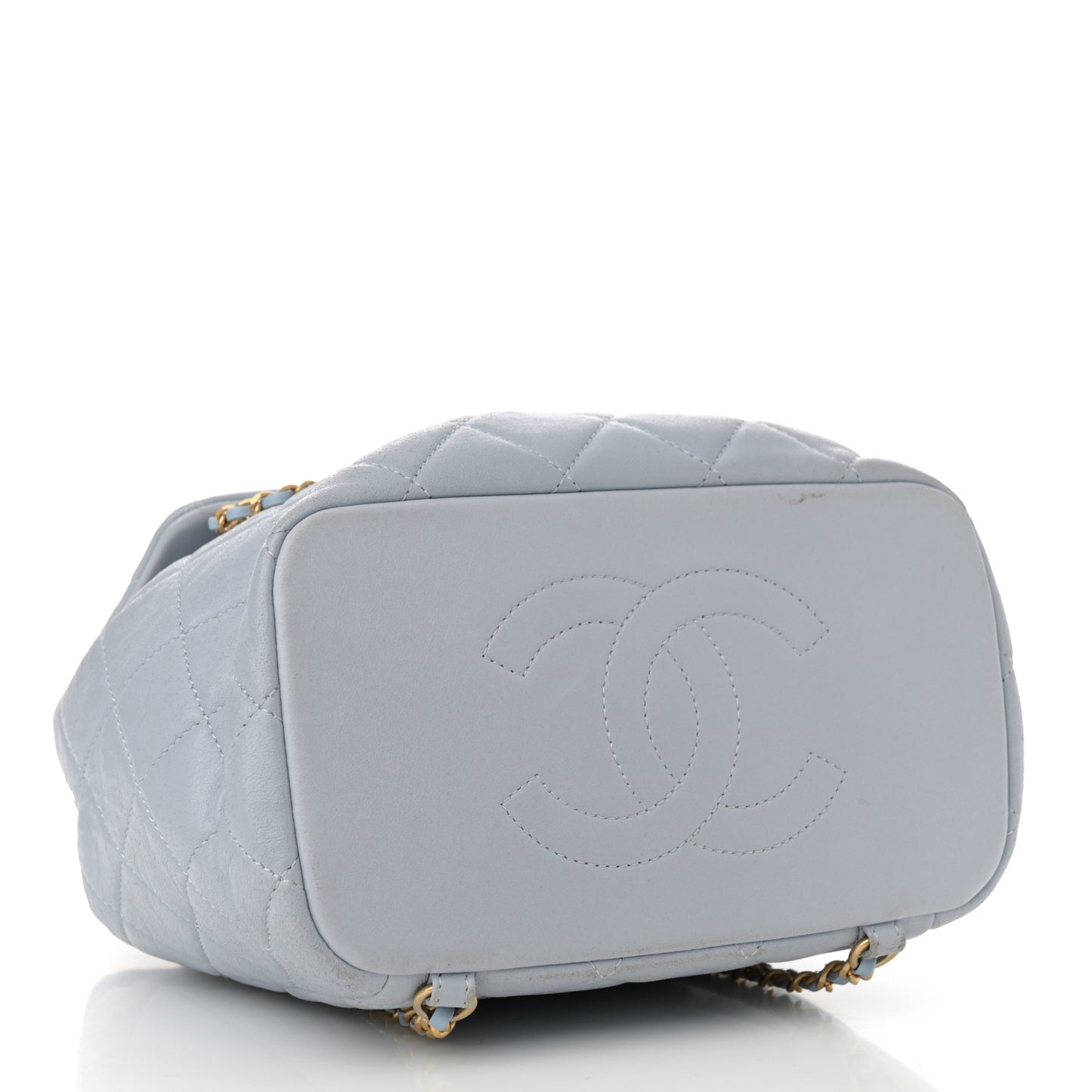 Lambskin Quilted Small Braided CC Backpack Light Blue