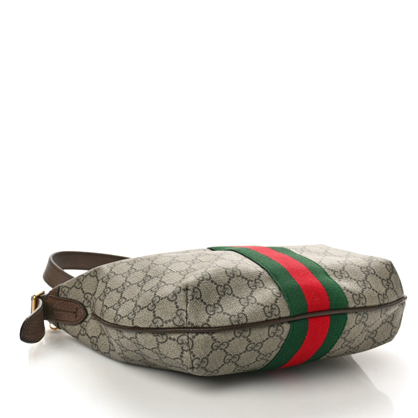 GG Supreme Monogram Web Small Ophidia Half Moon Hobo Brown