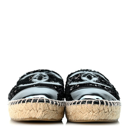 Chanel Patent Sequin CC Espadrilles 38 Black 3 of 10