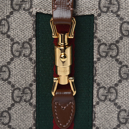 Gucci GG Supreme Monogram Azalea Calfskin Web Mini Jackie 1961 Hobo Beige Ebony Brown Sugar 10 of 11