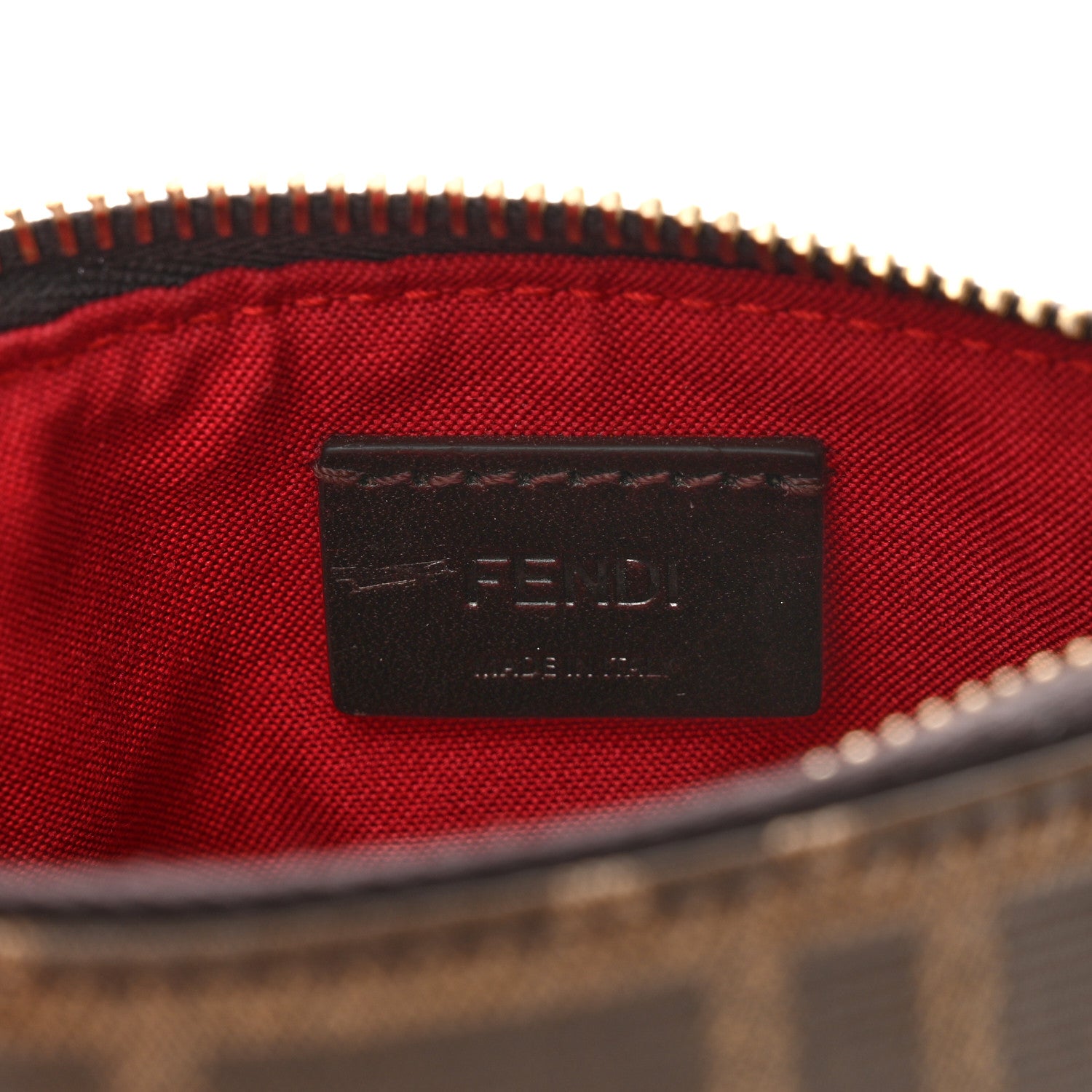 Fendi Glazed Fabric Vitello Century FF 1974 Mania Beauty Pouch Mogano Panna Blueberry 6 of 7